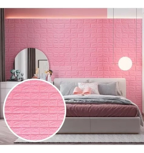 Panel Para Decorar 3d Tipo Ladrillo Pared Rosa 1 M2