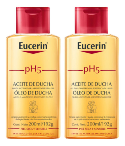 Combo X2 Eucerin Aceite De Ducha Ph5  Piel Sensible 200ml