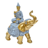 Buda Hindu Estatueta Elefante Cinza Tailandês Resina 18 Cm