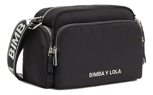 Bolsa Bandolera Bimba Y Lola Olympia Collection Bolso Bandolera M Nylon Diseño Liso De Nailon  Negra Con Correa De Hombro Negra Y Blanca