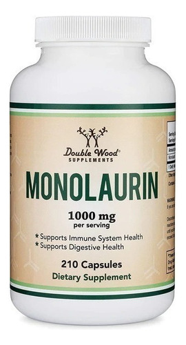 Double Wood Supplements | Monolaurin | 500mg | 210 Capsules