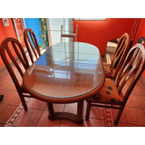 Juego De Mesa Comedor Extensible +vidrio + 4 Sillas (roble)