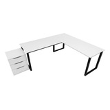 Conjunto Mesa Em L Com Gaveteiro 72cm Industrial