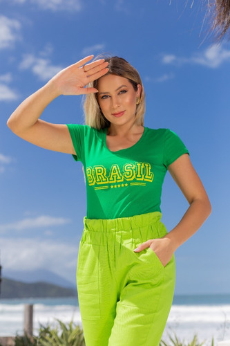 Blusa Do Brasil Feminina Camisa Do Brasil Feminina Baby Look