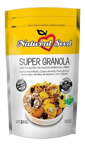 Súper Granola, S/ Tacc Ni Azúcar Agregada, Vegano, 250 Gr.