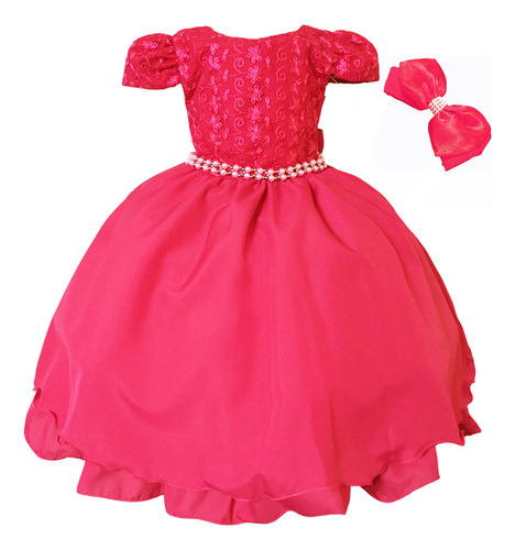 Vestido De Festa Infantil Pink Luxo Menina Criança 4 Ao 14