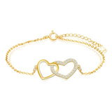 Pulsera Corazón Enamorados Plata 925 Oro 18k Joyas Regalo