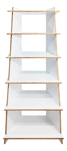 Librero Esquinero Mundo In Reggo Moderno Mueble Organizador Color Blanco