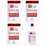 3 Botox Capilar Argan Oil 1kg Cada+shampoo Anti Resíduo 1l