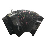 Acordeon 8 Baixos Minuano 8/21 Black Fole Floral Percaline