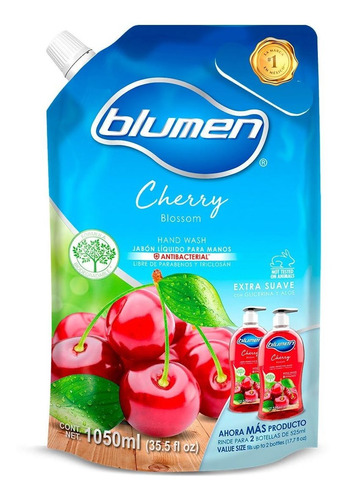 Jabón Líquido Para Manos Blumen Cherry Blossom Repuesto 1.05l