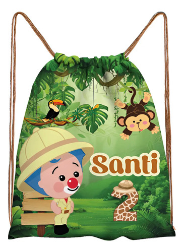 30 Morralitos Dulceros Personalizados Plim Plim Safari 20x26 | Envío gratis