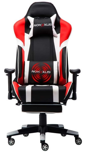 Silla Gamer Escritorio Oficina Nokaxus Apoyapies Roja Blanc 