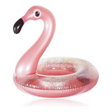 Boia Inflável Flamingo C/ Glitter 58cm Praia Piscina Wellmix