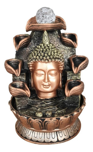 Fonte De Água Resina Cabeça De Buda 8 Quedas Feng Shui Led