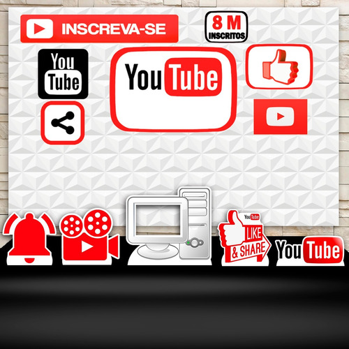 Painel + Display Festa You Tube Redes Sociais Rubi