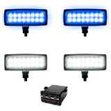 Estrobo Duplo Led Branco Azul 12v Efeitos Carro Moto Viatura