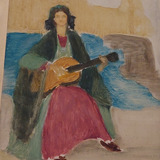 Pintura Mujer Guitarra Criolla Ex Tabulis R Alcorta Rodolfo 