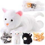 Conjunto De 5 Peluches De Gatos, Incluye Un Gato Grande...