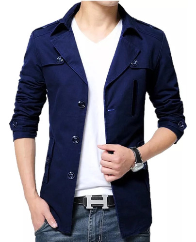 Saco Blazer Estilo Gabardina Slim Fit Casual Formal Elegante