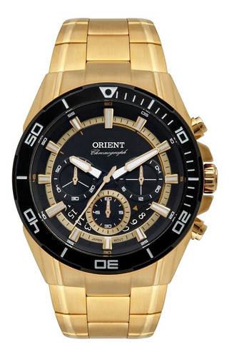 Relógio Masculino Dourado Orient Cronógrafo Data Original+nf