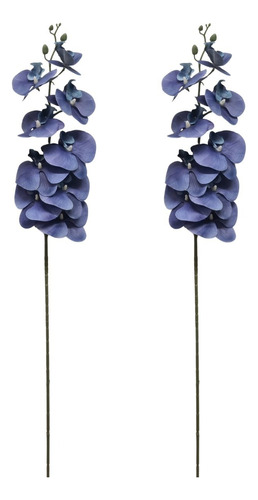 Kit 2 Orquídeas Azul 3d Flores Artificiais Enfeite Para Vaso