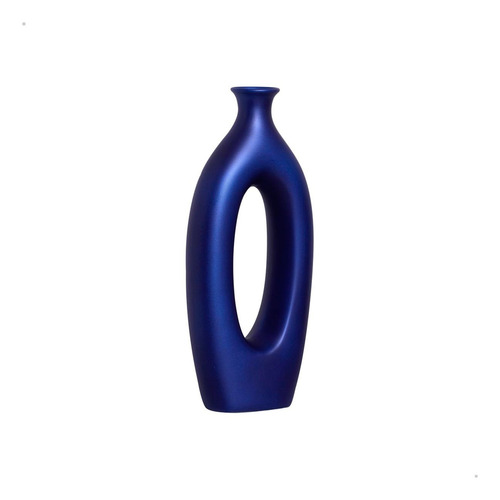 Vaso Decorativo De Cerâmica Azul Taj Grande Enfeite De Mesa