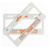 Par De Portaplacas Harley Davidson Blanco Tipo Europeo Ancho