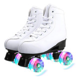 Patines De 4 Ruedas Led De Piel Sintética De Doble Fila Cómo