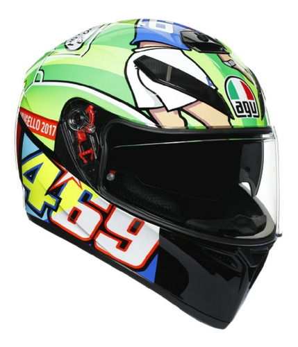 Casco Para Motociclismo Agv K-3 Sv Pinlock Rossi Mugello2017