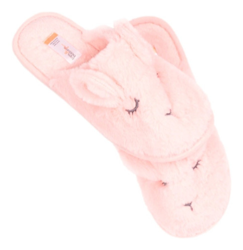 Pantufla Mujer Peluche Calientitas Conejo Rosa, 