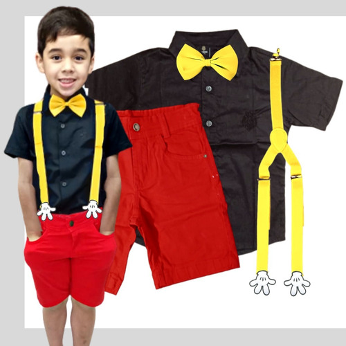 Conjunto Roupa Festa Mickey Menino P M G Ao 8 Verão Promoção