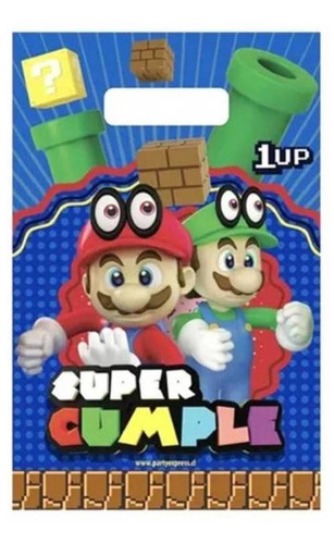 Pack 6 Bolsas De Cumpleaños Súper Mario Bros 