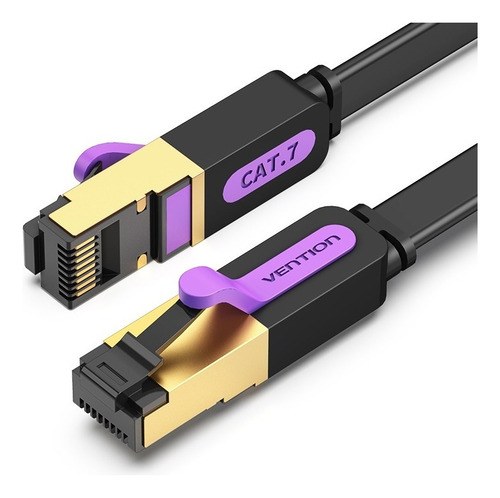 Cable De Red Vention Cat7 Certificado - 8 Metros - Premium Patch Cord - Plano Ftp Rj45 Ethernet 10gbps - 600 Mhz - 100% Cobre - Icabk