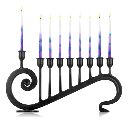 Hanukkah Menorah 9 Ramas Hanukiah - Menorás Decorativas Para