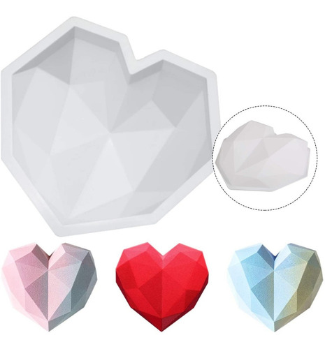Molde De Silicon En Forma Corazone Grande Diseño De Diamante Color Blanco