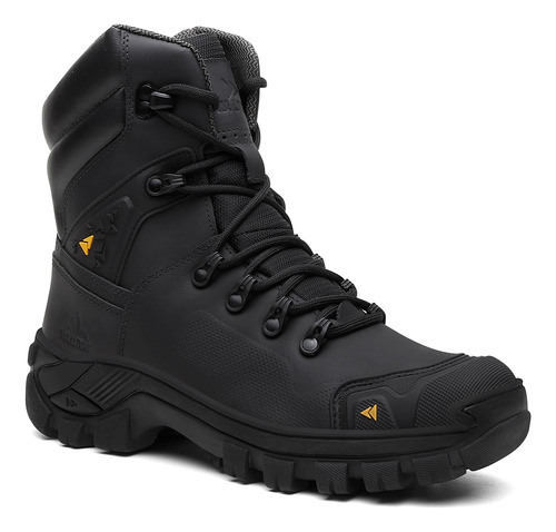 Bota Masculina Em Couro Biqueira Pvc Cano Longo Leve Com C.a