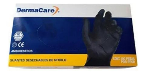 Guante De Nitrilo Negro Talla M Derma Care 100 Piezas