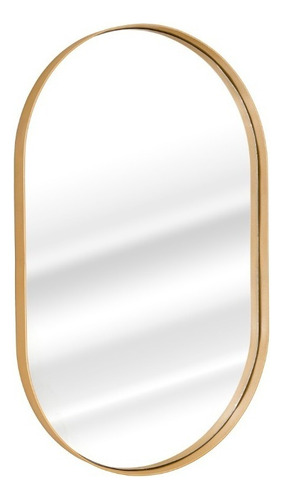 Espelho Retrô Oval C/ Moldura Banheiro Quarto Sala 80x50cm Cor Da Moldura Dourado