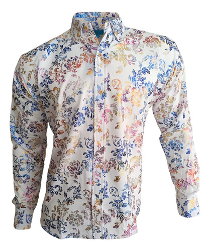 Camisa Manga Larga Buchona Flores Para Hombre Slim Fit Str