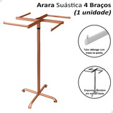 Arara 4 Braços Expositor Roupas De Chão Suástica P/ Lojas Cor Rosé