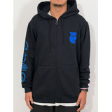 Moletom Chronic Aberto Grafite One Bold Logos - Preto