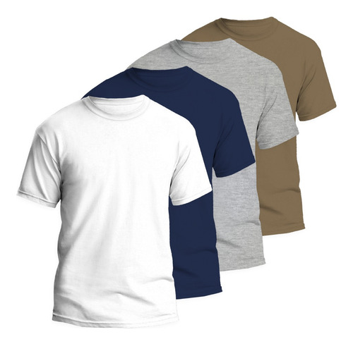 Pack De Remeras Hombre X4 Manga Corta Lisa Algodón Colores!