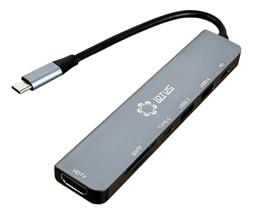 Adaptador Hub Usb Tipo C 7 Em 1 Macbook Carregamento Hdmi 4k