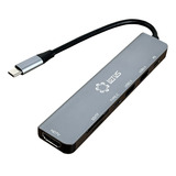 Adaptador Hub Usb Tipo C 7 Em 1 Macbook Carregamento Hdmi 4k