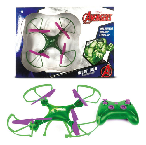 Drone Aircraft Avengers Hulk Capitan America Marvel Luz Led Color Verde