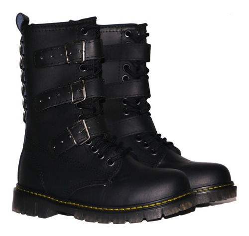 Bota Piel Vino Cherry Dark Hebilla Rocker Metal Regalo