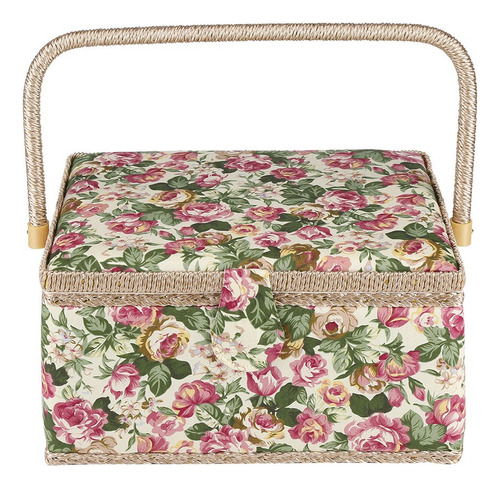 Cesta De Costura De Tela Con Estampado Floral, Caja Artesana