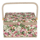 Cesta De Costura De Tela Con Estampado Floral, Caja Artesana