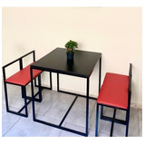 Conjunto Mesa 4 Cadeiras Pequena Estofado Vermelho Black Box